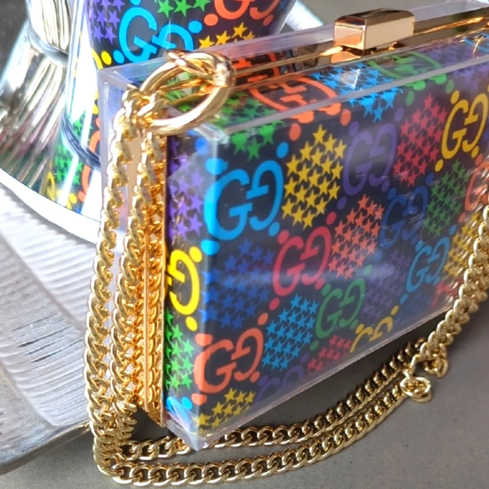 Upcycled Gucci Psychedelic Rainbow 🌈 Paper Shopping Bag Novelty Clutch